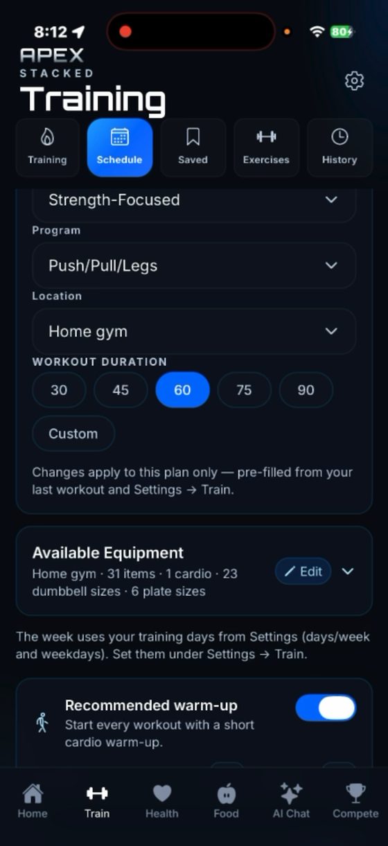 Weekly plan builder